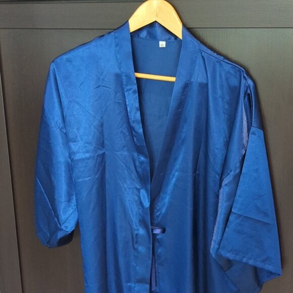 Bundle Of 2 Blue Satin Bridesmaid Kimono Robe - New XL & XXL - Picture 7 of 7